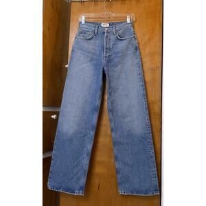 AGOLDE Women's Jeans Low Slung Baggy Relaxed Wide Leg Blue Denim 22 Cotton